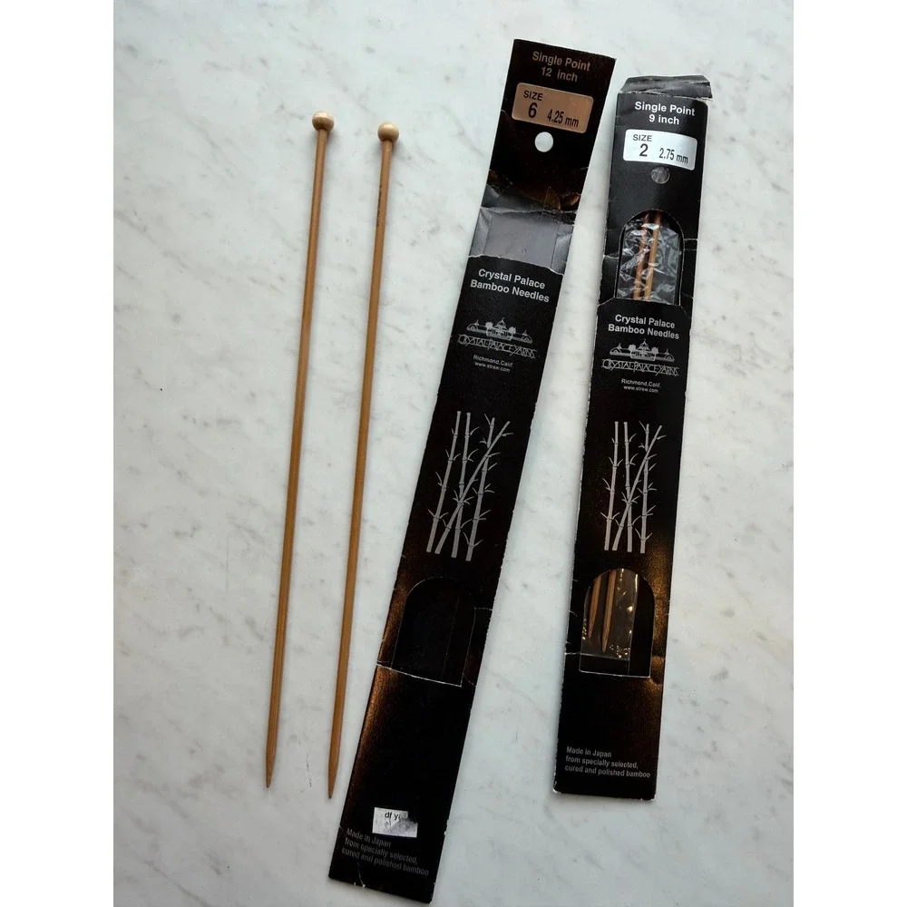 Crystal Palace‎ Bamboo Single Point Knitting Needles Lot 3 Pairs Natural Wood